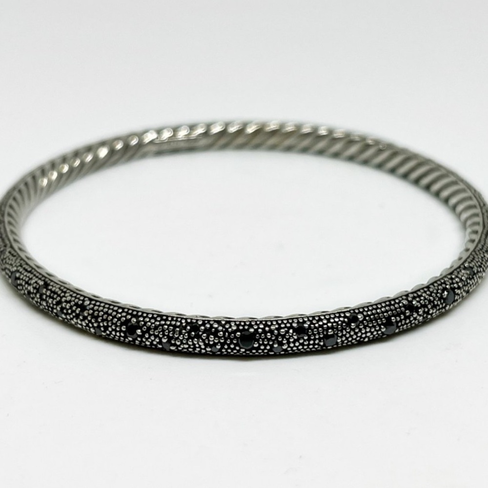 David Yurman Sterling Silver Midnight Melange Black Diamond Bangle